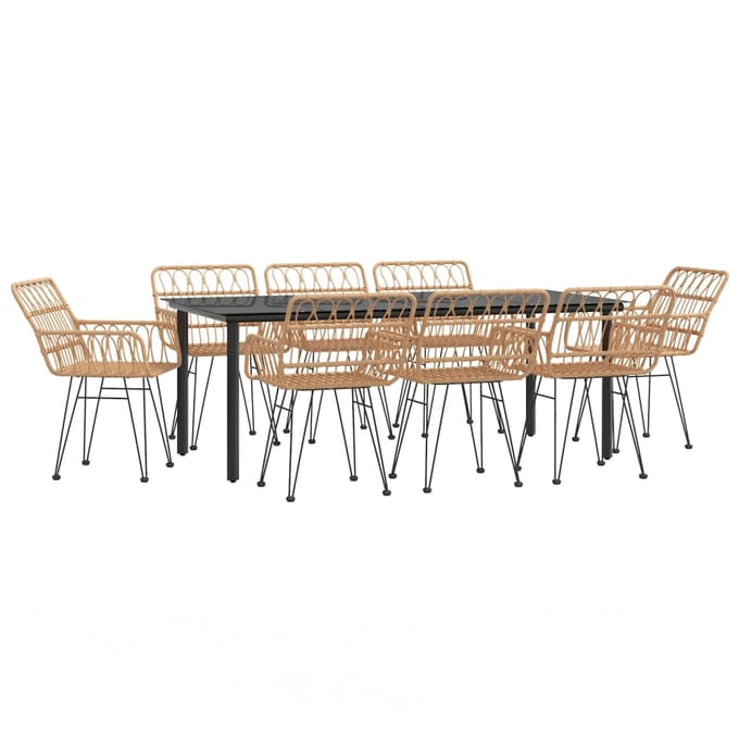 vidaXL - 9-delige - Tuinset - poly - rattan
