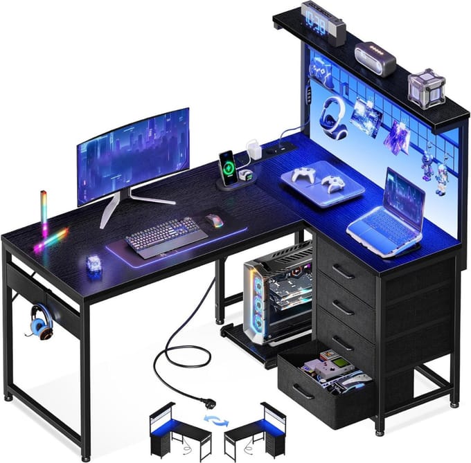 DailySupplies® Gaming Bureau met LED Verlichting - Computertafel - Computermeubel