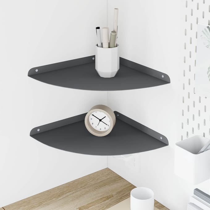 vidaXL - Hoek - Plank - 2 - st - Antraciet - 30 - x - 30 - x - 2 - cm