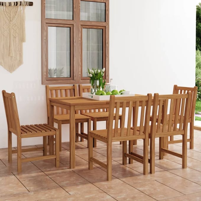 vidaXL - 7-delige - tuinset - 140x80 - cm - massief - teakhout
