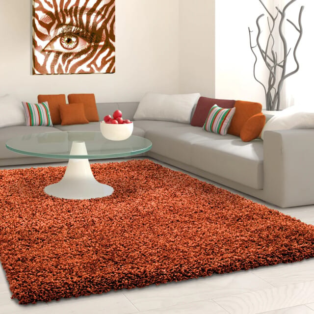 Muratap Basic shaggy vloerkleed terra / oranje hoogpolig- 80x150 cm