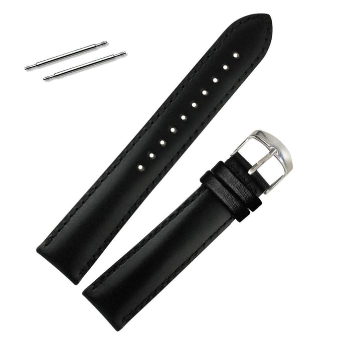 Fako® - Horlogebandje - Echt Leer - Super Soft - 18mm - Zwart