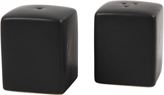 Zout & Peper set, H: 6 cm, afm 5x5 cm, matt, zwart, 6 set/ 1 doos