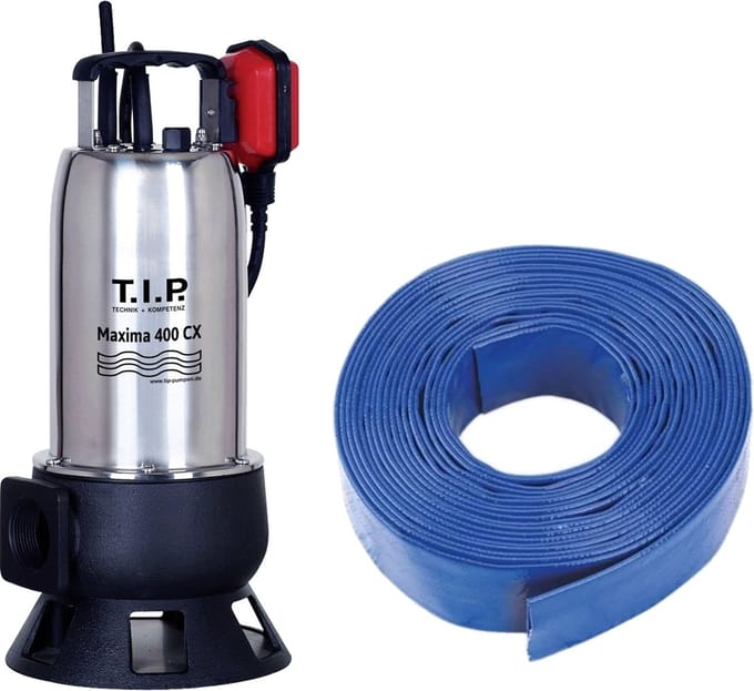 T.I.P. Maxima 24000 met afvoerslang 20 meter - Dompelpomp - Dompelpomp Vuil Water - Vuilwaterpomp - Startklaar Pakket