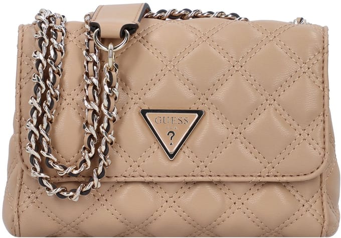 GUESS Schoudertas Giully Mini 2 Compartment Convertible Flap Beige Lichtbruin