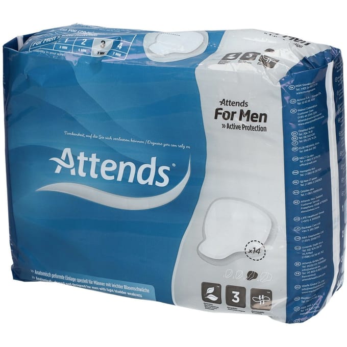 Attends® for Men Shield Level 3 Incontinentie Inlegkruisjes 14 Verband