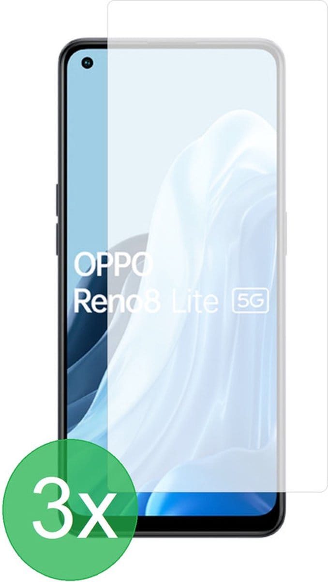 Screenprotector 3x Geschikt voor Oppo Reno8 Lite / Find X5 Lite - screen protector - glas - bescherm - beschermglas - ZT Accessoires