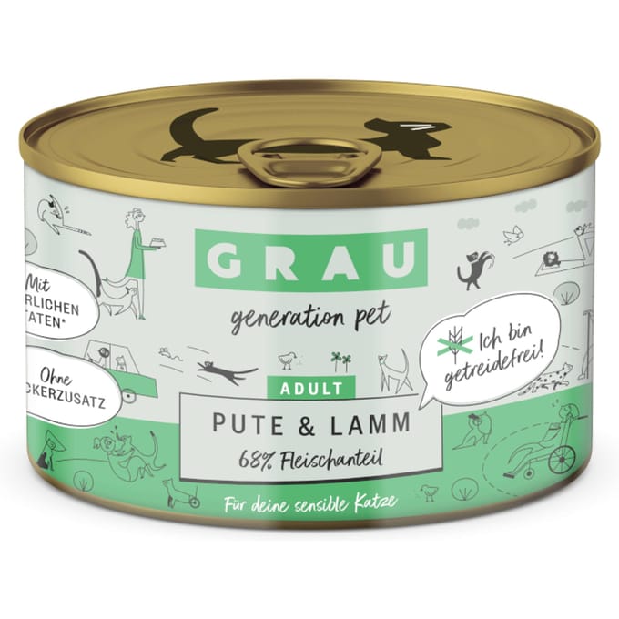 GRAU Adult Graanvrij 6 x 200 g Kattenvoer - Kalkoen & Lam