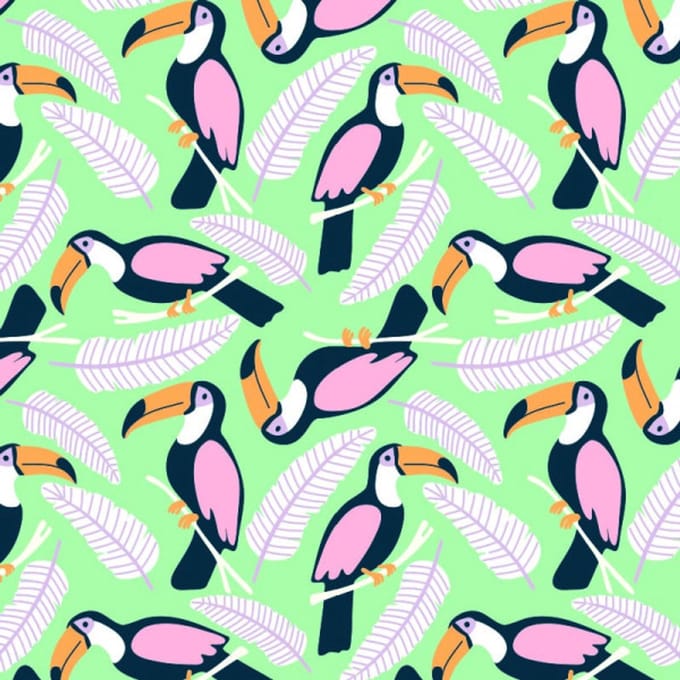Cadeaupapier 50cm dessin 432 Luxe Toekan groen/roze