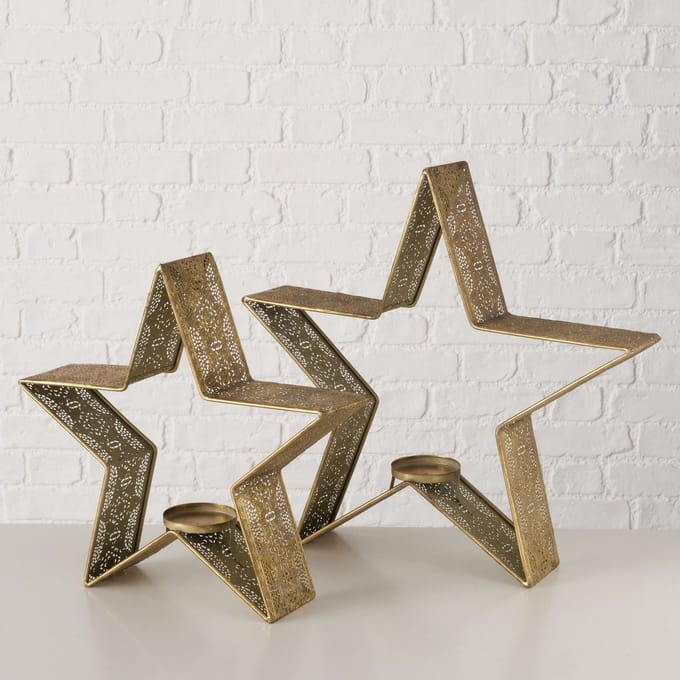 Ster - Kandelaar - Decoratie - 2 set - Goud - Metaal - 50cm.