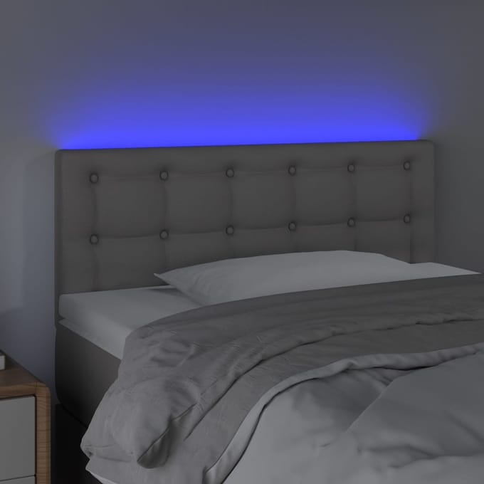 vidaXL - Hoofdbord - LED - 90x5x78/88 - cm - kunstleer - grijs
