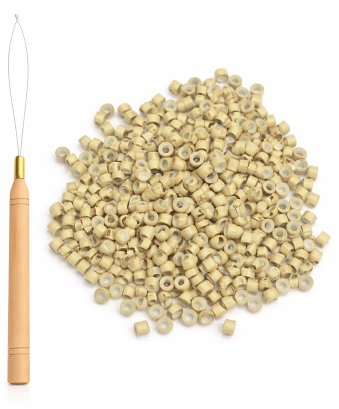 Guardian Beauty Microringen met Siliconen - Inclusief Loop Tool - 500 stuks - Beige - Voor Haar Extensions