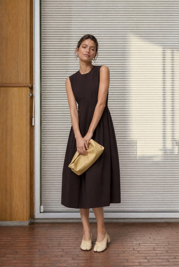 Heide tech jersey dress LS | Chocolate - Chocolate / S