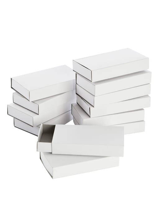 Luciferdoosjes Folia groot 110x60x20mm 12 stuks wit