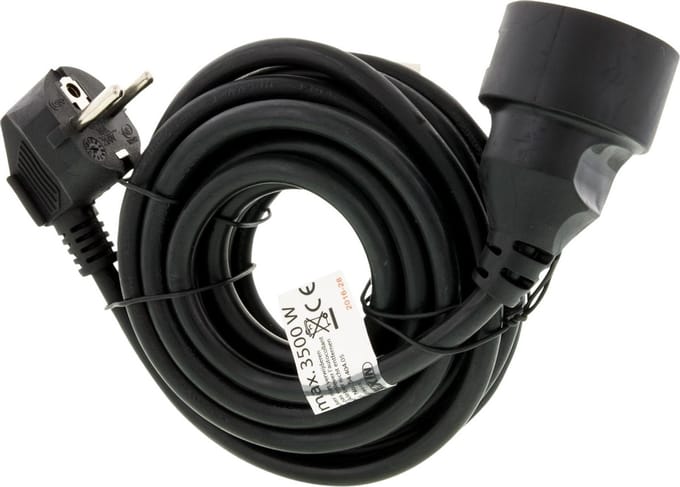 Exin verlengsnoer - penaarde - H05VVF - 3 x 1.5 mm² - 5m - zwart