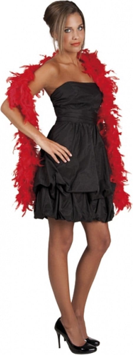 Rode verkleed veren boa 180 cm - Carnaval verkleed accessoires