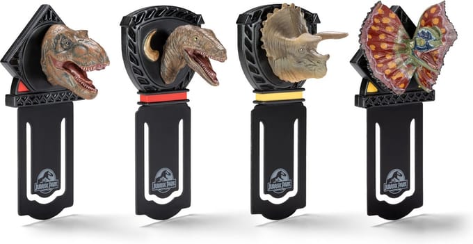 The Noble Collection Jurassic Park Boekenlegger Dinosaurs Set van 4 Multicolours