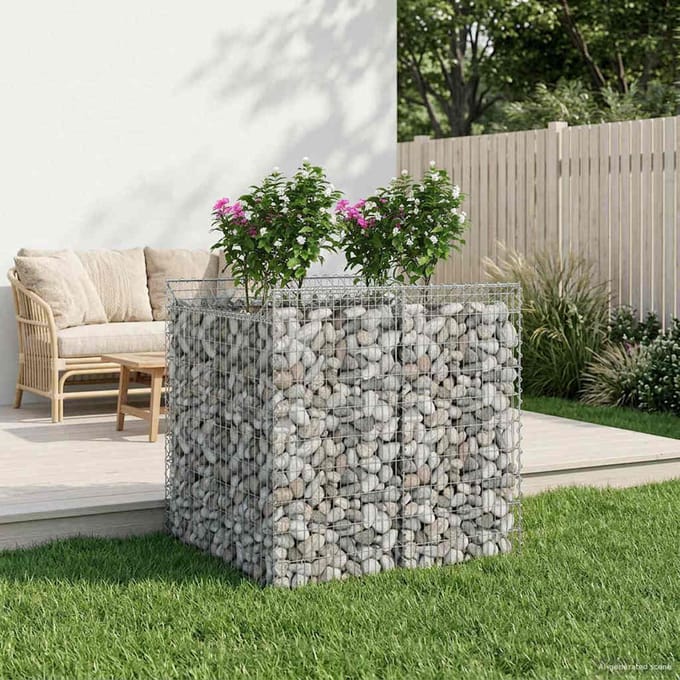 vidaXL - Gabion - verhoogd - bed - 2 - st - 100 - x - 100 - x - 100 - cm - zilver