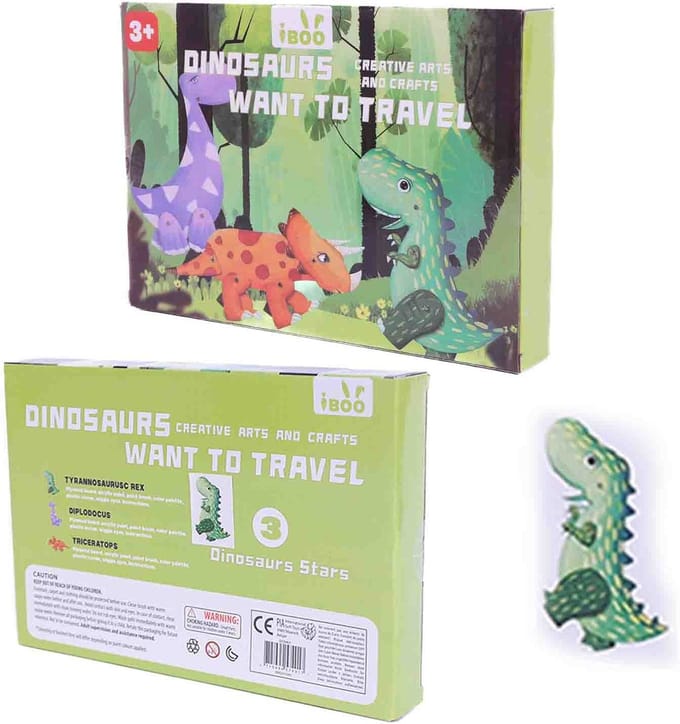 PIA Soft Toys - 3D Dinosaurus DIY kit groen - T-Rex - 23 x 16 x 3 cm