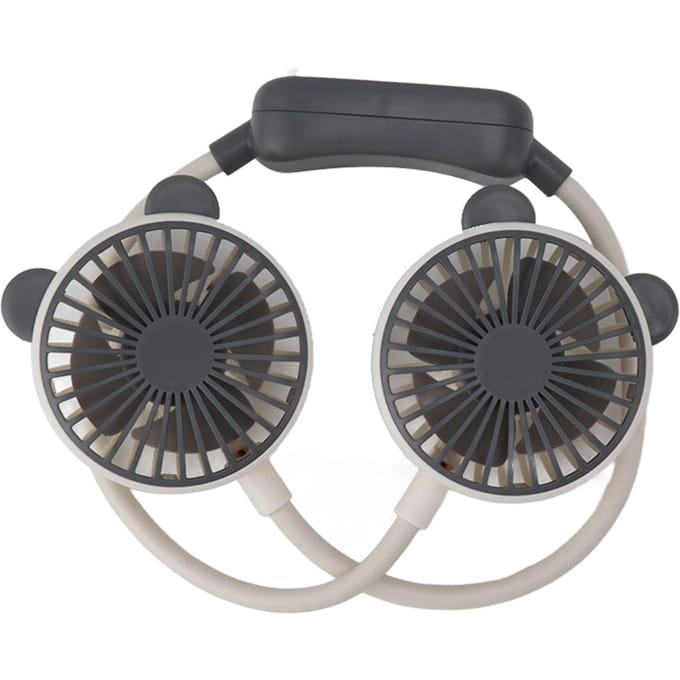 Draagbare Nekventilator Dubbele Kop Buigbaar Draagbaar USB Oplaadbaar Handvrij Mini Hangende Ventilator voor black