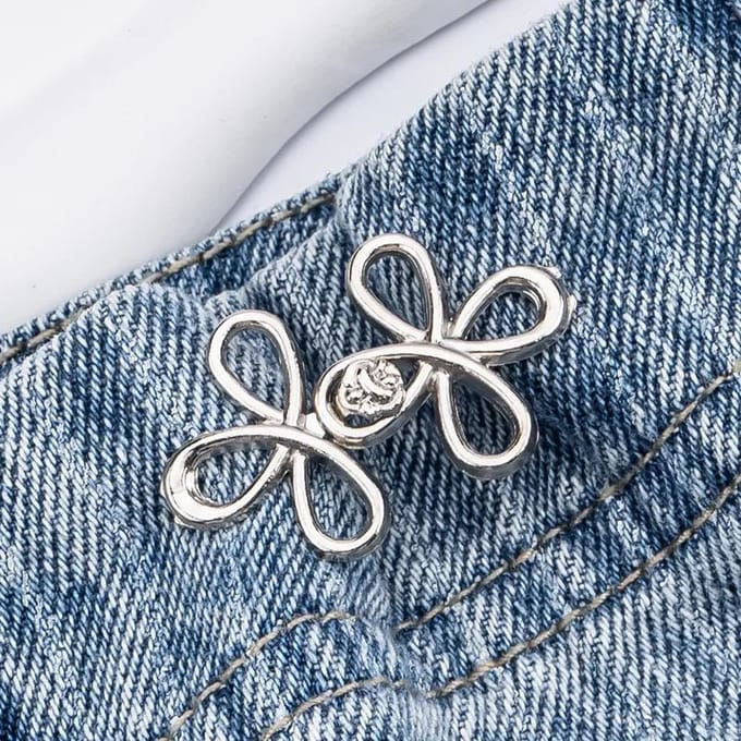 Klaver Taille Knoop Sluiting Verstelbare Metalen Jeans Knopen - Aanspanners voor Losse Denim, Direct Zonder Naaien voor Denim Broeken grijs