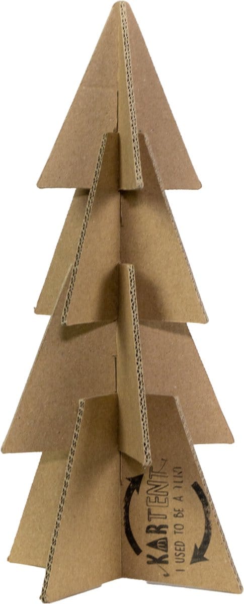 Kartonnen wens kerstboom mini - 13 x 13 x 27 cm - Kartent