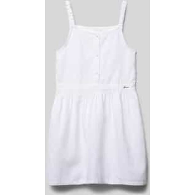 Knielange jurk met korte knoopsluiting en labeldetail