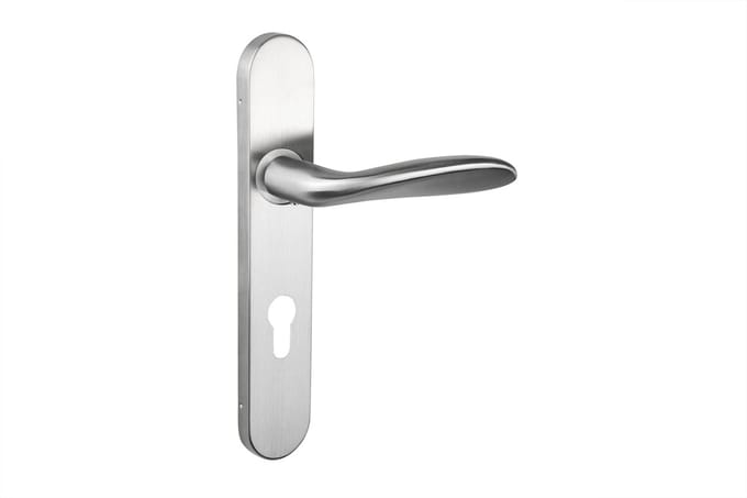 Lavuzo deurkruk Benevento RVS met afgerond schild PC72 | Per set | Deurklink met schild