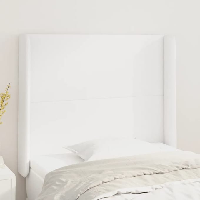 vidaXL - Hoofdbord - met - randen - 103x16x118/128 - cm - kunstleer - wit