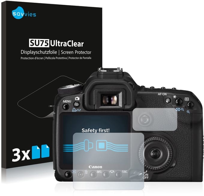 Savvies - Screenprotector voor Canon EOS 50D - Folie Beschermfolie transparant 6 Stuks