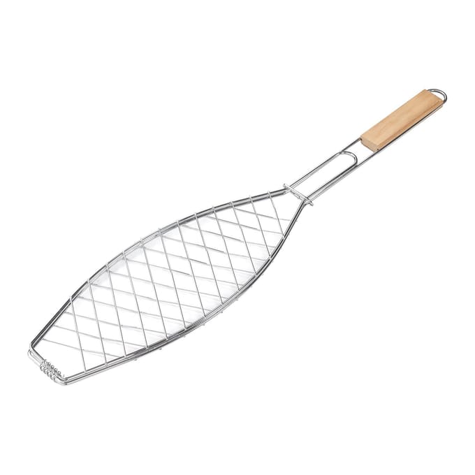 Roestvrij Staal Vis Grillmand Compact Makkelijk Op te Bergen Grillmand met Handvat voor Buiten white
