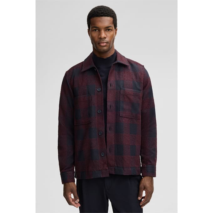 Overshirt Norin, donkerpaars geruit