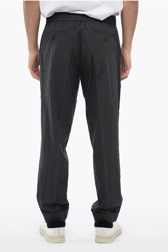 Gerimpelde katoenen REM Slim Fit-broek in grijs