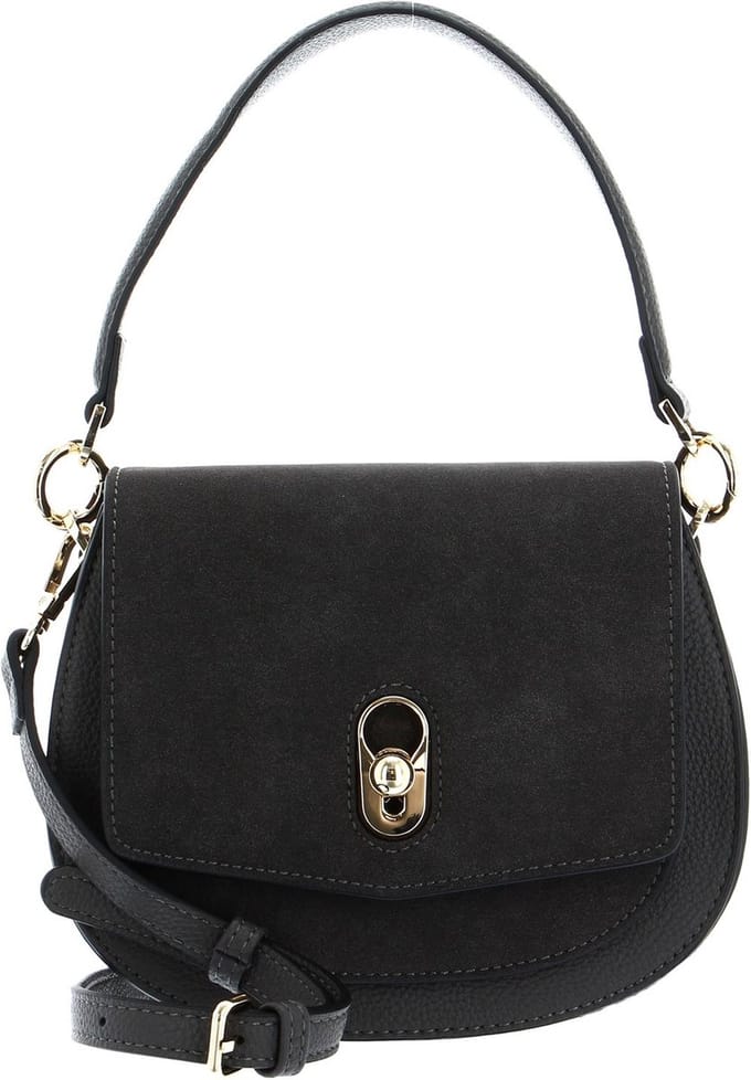 SEIDENFELT MANUFAKTUR Schoudertas SFM213 Small Saddle Bag Antracite / Gold Grijs