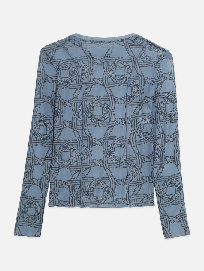 Scotch & Soda Printed Mesh Long Sleeve T-Shirt