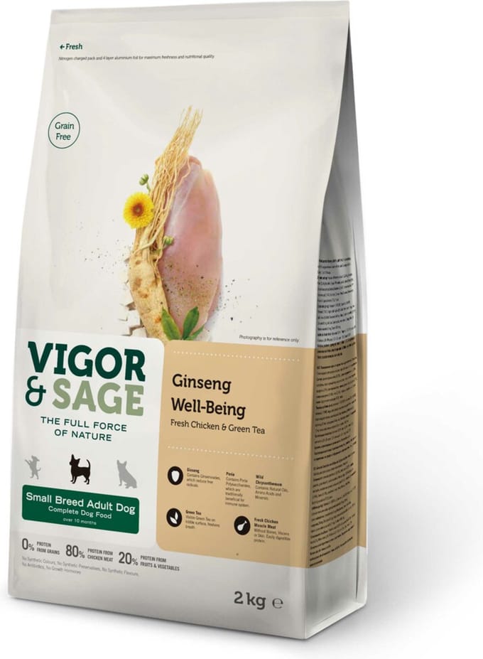 Vigor & Sage Hondenvoer Small Well-Being Ginseng 2 kg