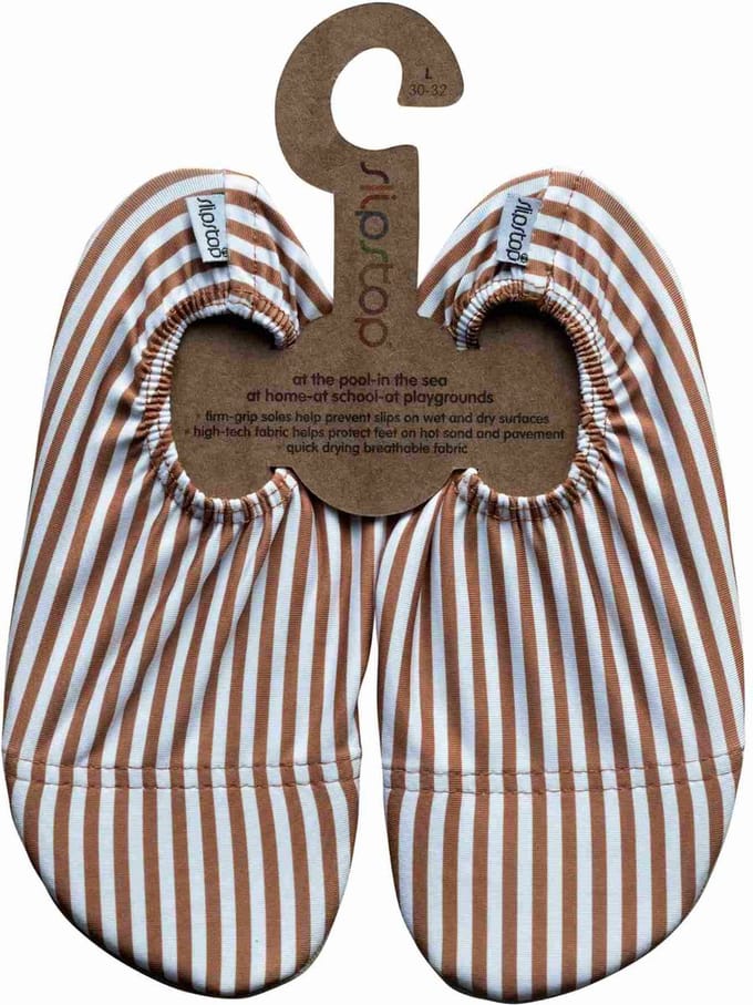 Slipstop antislip waterschoen Cognac Stripe - Maat S 24-26