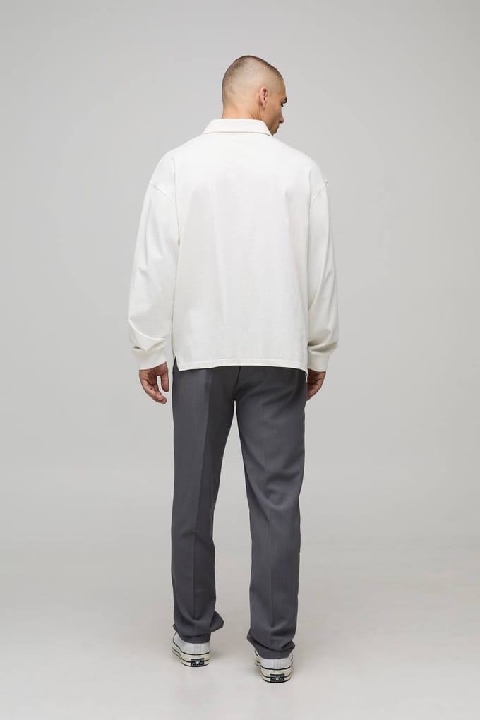 Straight Fit Smart Elasticated Pintuck Trousers | Grey | Size Small