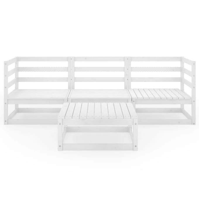 vidaXL - 4-delige - Loungeset - massief - grenenhout - wit