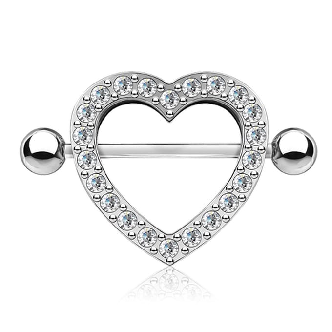 Tepelpiercing hartje 3D 1.6x14 - zilver - LMPiercings