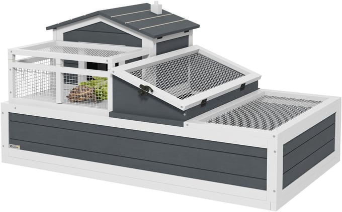 Pawhut Schildpaddenhuis-Sparrenhout, metaal-112L x 65B x 59H cm-Grijs
