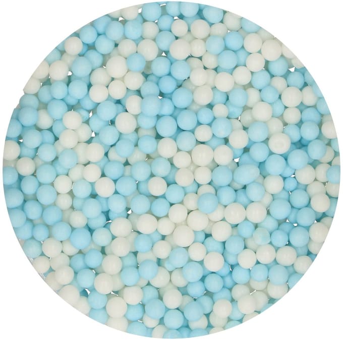 FunCakes Zachte Parels - Medium - Blauw/Wit - 60g - Eetbare Taartdecoratie