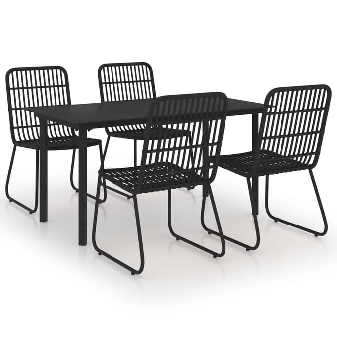 vidaXL - 5-delige - Tuinset - poly - rattan - en - glas