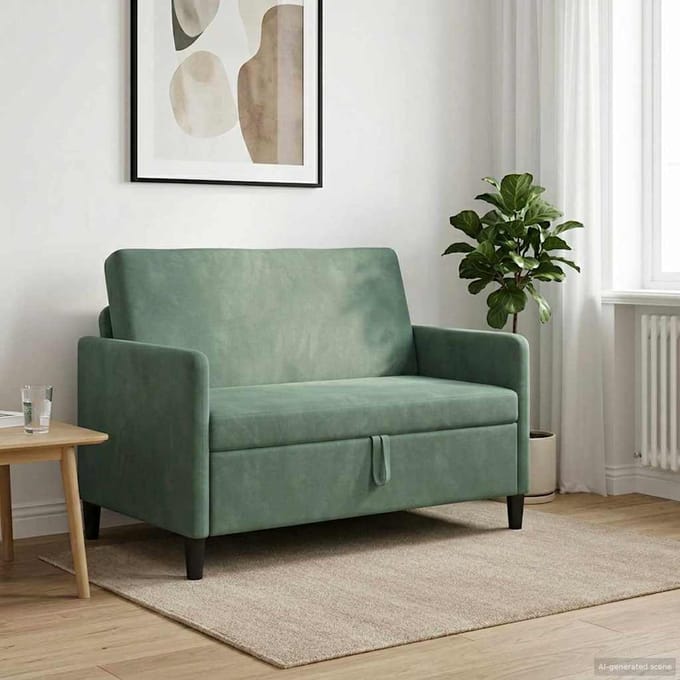 vidaXL Bank met opslag Zeegroen 122 x 78 x 87 cm Polyester