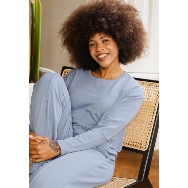 By Louise Dames Huispak Broek + Sweater Effen Donkerblauw - Maat L