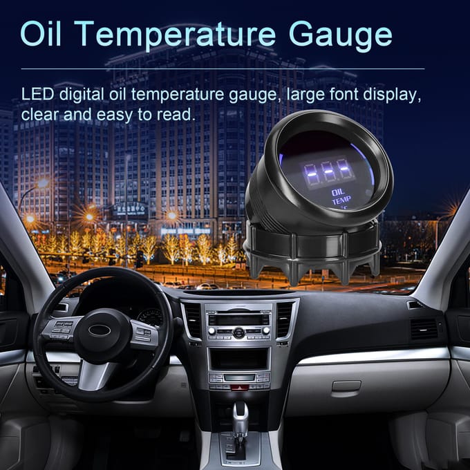 52mm Olietemperatuurmeter Auto Digitale Meter LED Display 40-140 celsius met Sensor Alarm Functie voor Auto zwart
