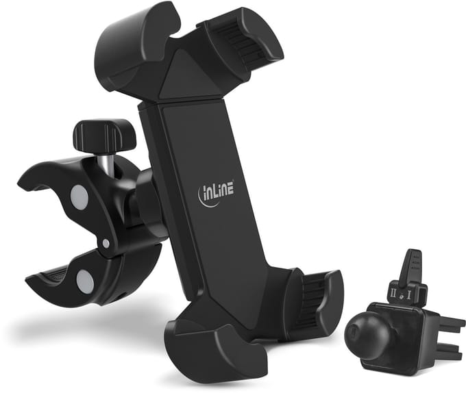 InLine smartphone auto- en fietshouder | stuur- en luchtroosterbevestiging
