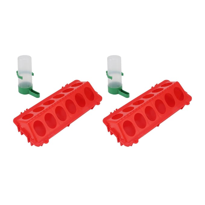 2-delige Flip Top Chick Birds Water Feeder PP Kippenbak Automatische Feeder met Spatwaterdichte Deksel red