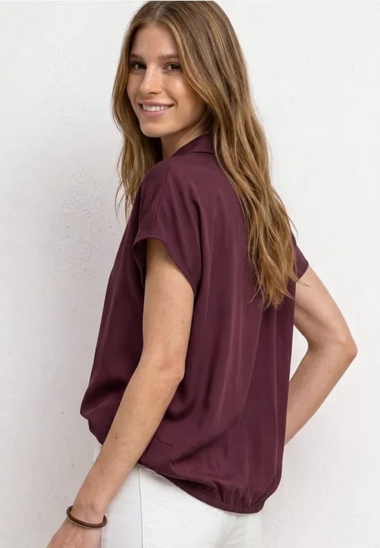 Blouseshirt met overhemdkraag en elastische zoom