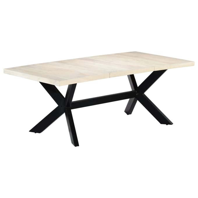 vidaXL - Eettafel - 200x100x75 - cm - massief - mangohout - wit